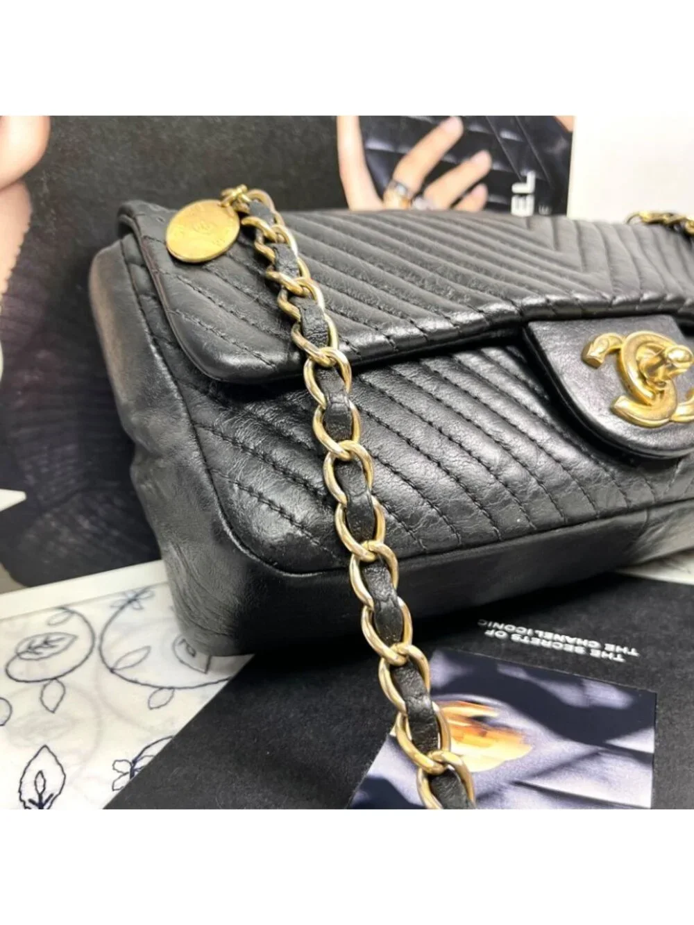 Chanel Chevron V-stitch Chain Shoulder Bag